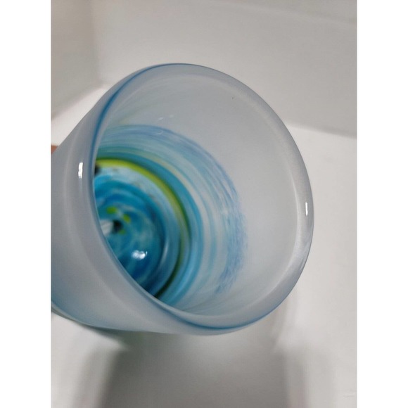 Teign Valley Glass Studios Sea Spray Wine Glass Set New Hard to Find Hand made - Picture 6 of 14